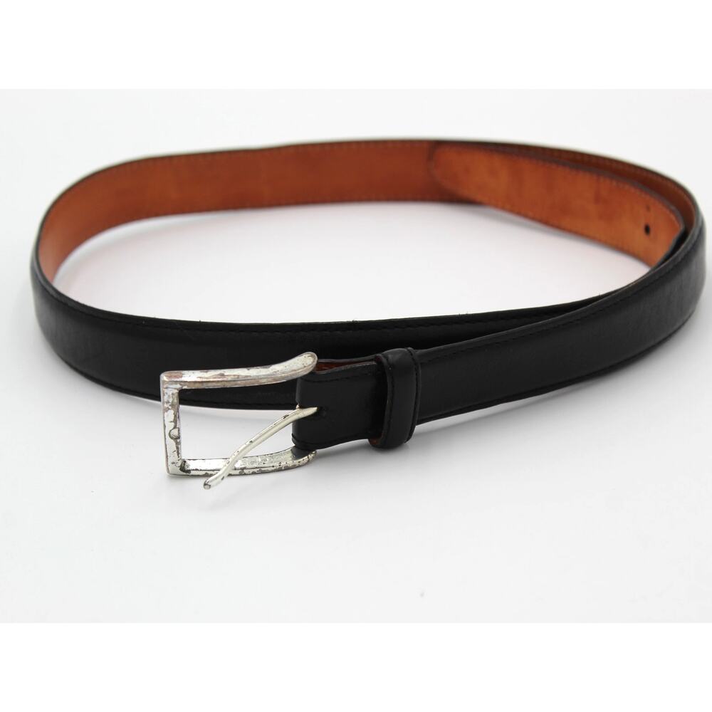 Martin Dingman Belt Mens Size 36 Black Leather Dress Casual Silver Buckle Office
